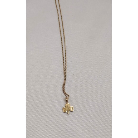 10K Gold Plated Colver Necklace Enamel Charm Pendant Shamrock Signed SD 18" - Picture 3 of 6